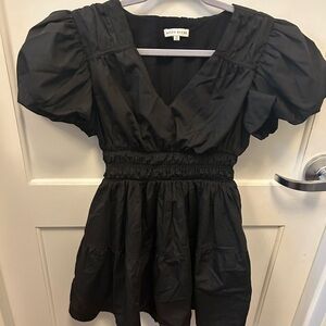 Moon River Black Puff Sleeve Blouse
